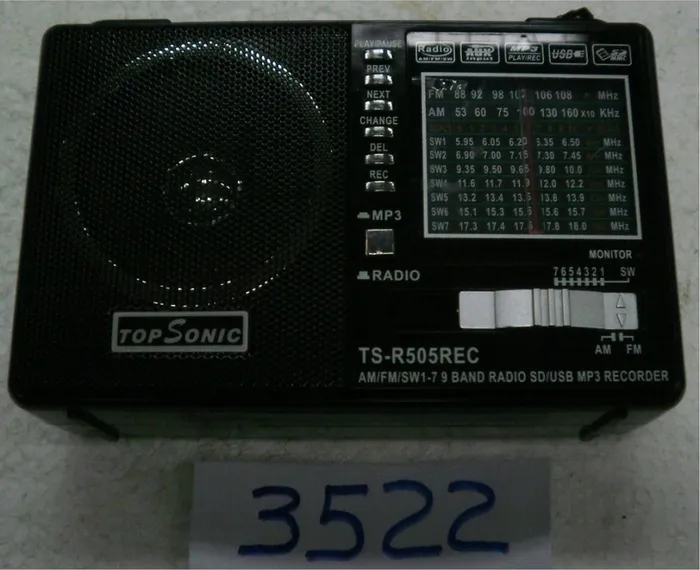 RADIO TOPSONIC C/USB/SD/RECARREGAVEL TS-R505REC