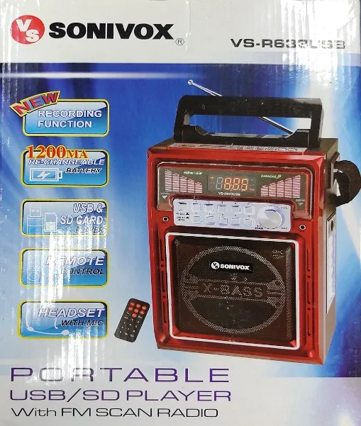 RADIO SONIVOX C/USB/SD/MIC/CR/RECARREG VS-R633USB