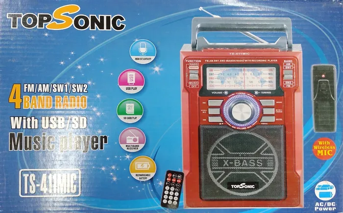 RADIO TOPSONIC C/USB/MIC/CR/RECARREGAVE TS-411MIC