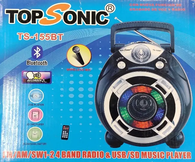 RADIO TOPSONIC C/USB/SD/MIC/CR/RECARREG TS-155BT