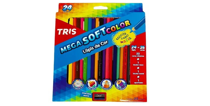 LAPIS COR TRIS MEGA SOFT COLOR CX C/24 CORES