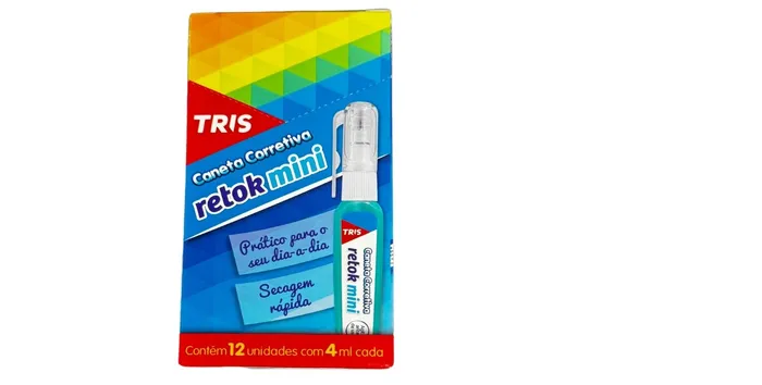 CANETA CORRETIVA TRIS RETOK MINI 4ML CX C/12PCS