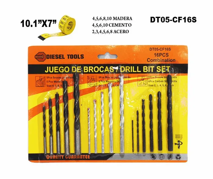 BROCA DISEL TOOLS C/16PCS DT05CF16S
