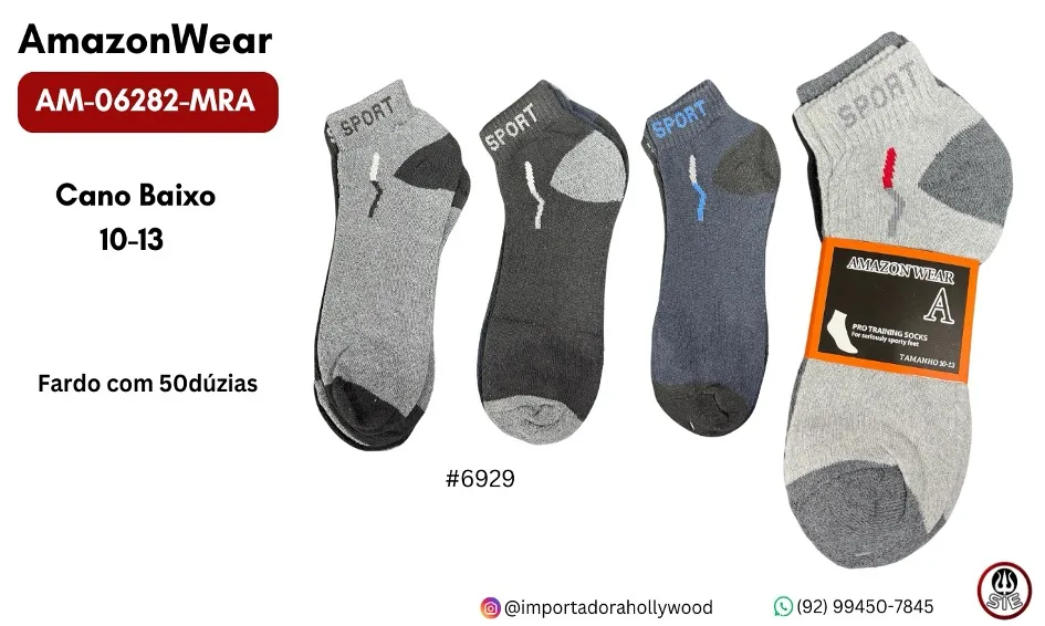 MEIA MASC.ADULTO CANO CURTO AMAZON WEAR AM-06282-MRA