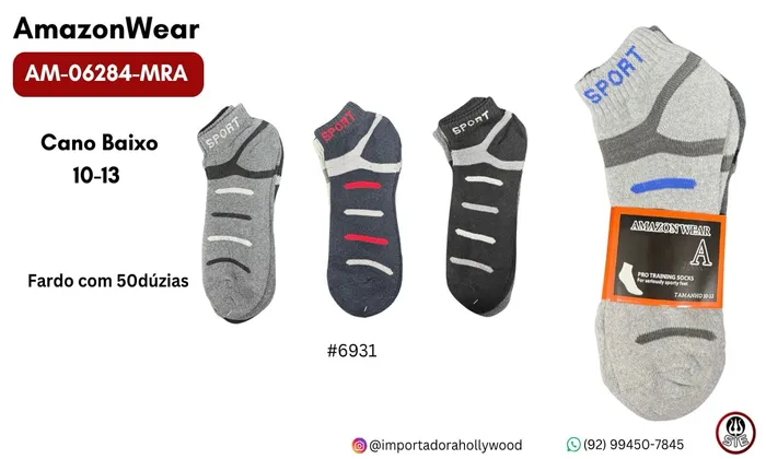 MEIA MASC.ADULTO CANO CURTO AMAZON WEAR AM-06284-MRA