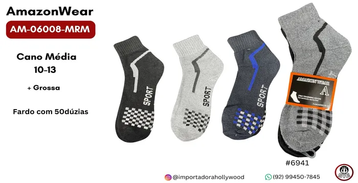 MEIA MASC.ADULTO AMAZON WEAR AM-06008-MRM