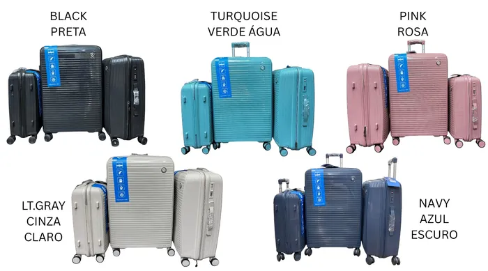 MALA KIT C/03PCS - POLIPROPILENO - 10KG, 23KG & 28KG CR2 CR-03 C/08RODAS (20"/24"/28")
