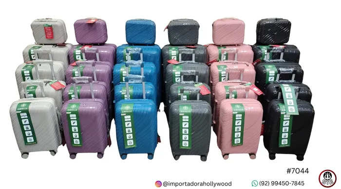 MALA KIT C/05PCS - POLIPROPILENO - 1 FRASQUEIRA + 8KG, 10KG, 23KG & 28KG ZAVALLE ZVL-100-5 C/08RODAS GIRATORIA (14"/18"/20"/24"/28")